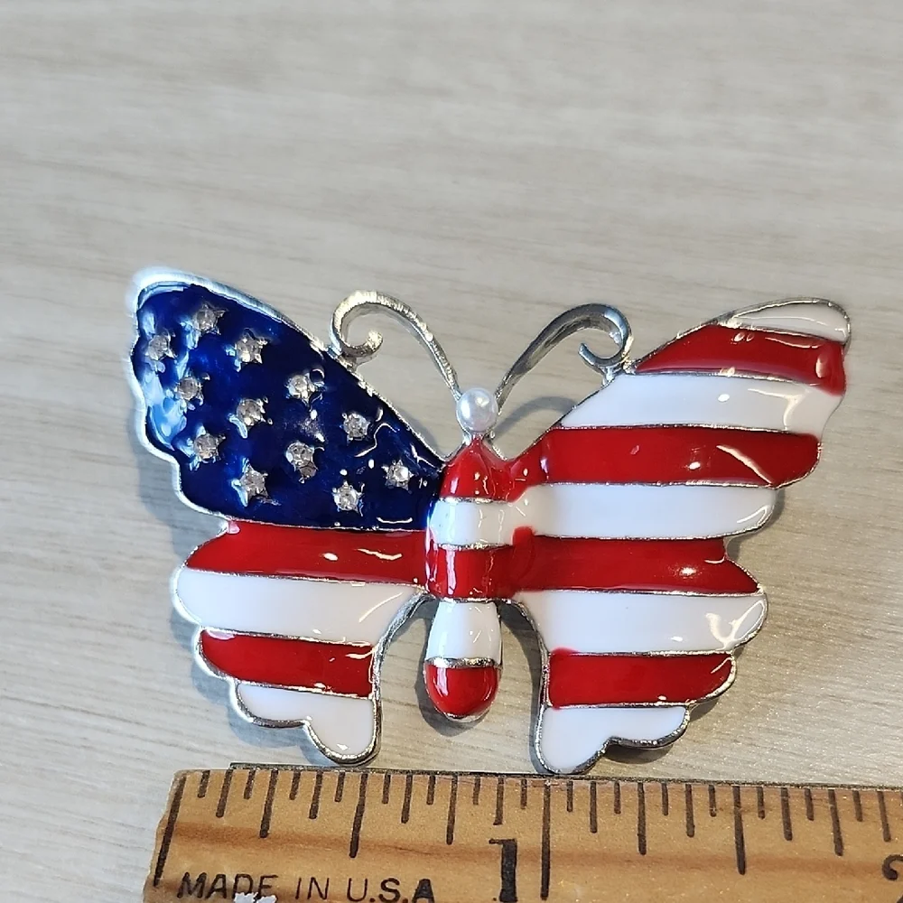 Patriotic Butterfly Brooch